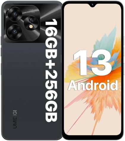 UMIDIGI A15 Cell Phones (16G+256G), Android 13 Mobile Phone, 64MP Main Camera Octa Core Smartphone Unlocked 6.7” HD+ Full-View Waterdrop Screen, 5000mAh Battery 20W Fast Charging, 4G Dual SIM, GPS/NFC