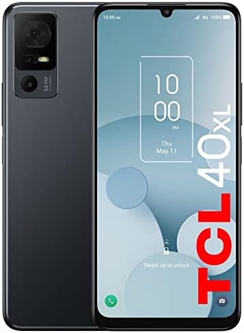 TCL 40XL 2023 Unlocked Cell Phone 4GB + 128GB, 6.75″ 90Hz Display, Smartphone Android 13, 50MP AI Camera Mobile Phone, 5000 mAh, 4G LTE, US Version, Dark Gray