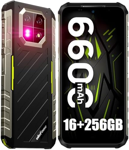 Ulefone Rugged Cell Phones, Armor 22 Rugged Smartphone, 64MP+64MP Dual Cameras, 16+256GB, Android 13, 6600mAh, 33W Fast Charging, 3-Card Sot, Face/Fingerprint Unlock, NFC T-Mobile(Green)