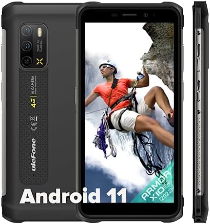 Ulefone Armor X10 Pro Unlocked Rugged Smartphone, 4GB RAM + 64GB ROM, 5180mAh, 20MP Dual Rear Camera, Dual Speakers, Headset-Free FM Radio, 5.45 Inch HD+, Type-C Android Cell Phone (Grey)