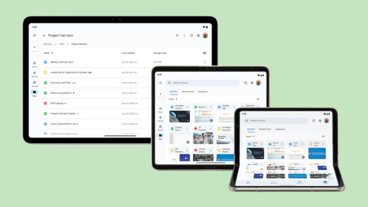 Google Drive App Design Foldable Phones Tablets November 2023